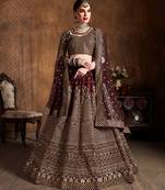 Mesmerizing Maroon Zari & Glitter Sequins Embroidered Art Silk wedding Lehenga