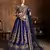 Navy Blue Dori And Sequins Embroidered Art Silk Semi Stitched Bridal Lehenga