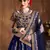 Navy Blue Dori And Sequins Embroidered Art Silk Semi Stitched Bridal Lehenga