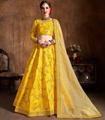 Yellow Zari Dori Thread And Sequins Embroidered Art Silk Semi Stitched Bridal Lehenga