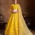 Yellow Zari, Dori, Thread And Sequins Embroidered Art Silk Semi Stitched Bridal Lehenga