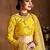 Yellow Zari, Dori, Thread And Sequins Embroidered Art Silk Semi Stitched Bridal Lehenga