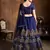 Navy Blue Zari, Diamond And Sequins Embroidered Art Silk Semi Stitched Lehenga Choli With Dupatta