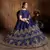 Navy Blue Zari, Diamond And Sequins Embroidered Art Silk Semi Stitched Lehenga Choli With Dupatta