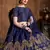 Navy Blue Zari, Diamond And Sequins Embroidered Art Silk Semi Stitched Lehenga Choli With Dupatta