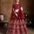 Red Zari, Diamond And Sequins Embroidered Art Silk Semi Stitched Bridal Lehenga