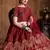 Red Zari, Diamond And Sequins Embroidered Art Silk Semi Stitched Bridal Lehenga