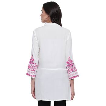 White printed viscose rayon tunics 2