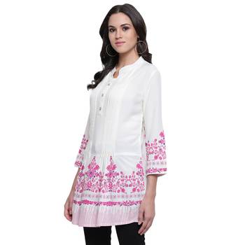 White printed viscose rayon tunics 3