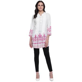 White printed viscose rayon tunics 5