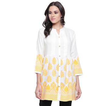 White printed viscose rayon tunics 1