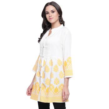 White printed viscose rayon tunics 3
