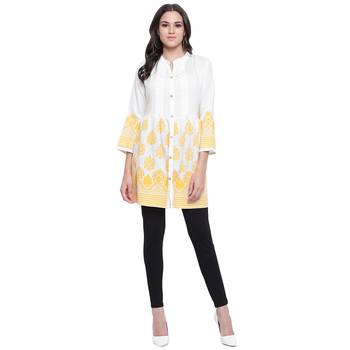 White printed viscose rayon tunics 5