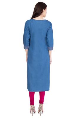 Blue embroidered denim kurtas-and-kurtis 2