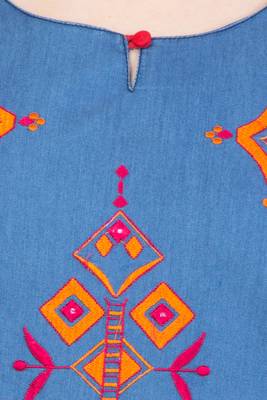 Blue embroidered denim kurtas-and-kurtis 5
