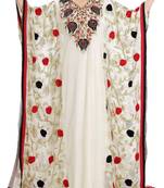 Multicolor Zari Work Stones & Beads Embellish Georgette Islamic Style Arabian Maxi Partywear Kaftan