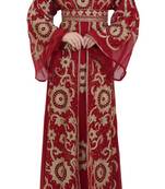 maroon Georgette moroccon kaftan aaroi & zari stone Work Islamic Kaftan 