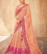 Pink Embroidered Silk Semi Stitched Lehenga