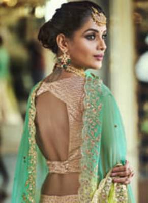 Pink Embroidered Satin Semi Stitched Lehenga 3