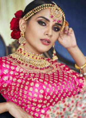 Grey Embroidered Satin Semi Stitched Lehenga 3