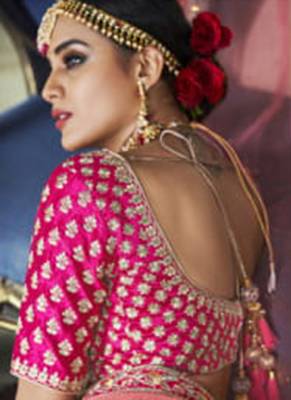 Grey Embroidered Satin Semi Stitched Lehenga 4