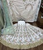 Pink Embroidered Satin Semi Stitched Lehenga