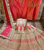 Pink Embroidered Satin Semi Stitched Lehenga