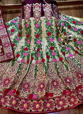 Multicolor Embroidered Net Semi Stitched Lehenga 2