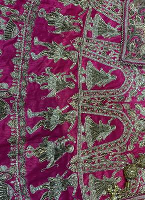 Pink Embroidered Satin Semi Stitched Lehenga 3