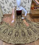 Maroon Embroidered Velvet Semi Stitched Lehenga