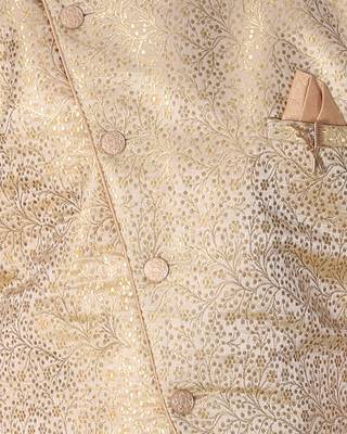 Fawn printed cotton silk boys-kurta-pyjama 4