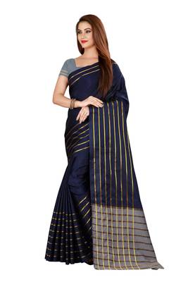 Kimisha Blue Cotton Silk Woven Saree With Running Blouse 5