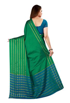 Kimisha Green Cotton Silk Woven Saree With Running Blouse 2