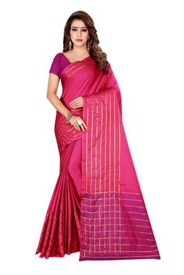 Kimisha Pink Cotton Silk Woven Saree With Running Blouse 1