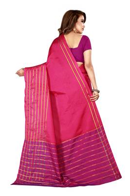 Kimisha Pink Cotton Silk Woven Saree With Running Blouse 2
