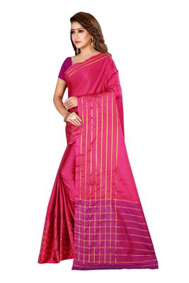 Kimisha Pink Cotton Silk Woven Saree With Running Blouse 5