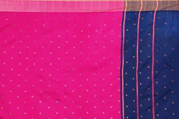 Kimisha Magenta Cotton Silk Blend Border Work Saree With Running Blouse 4