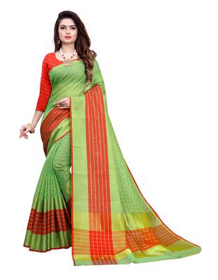 Kimisha Green Manipuri Silk Zari Work Saree With Running Blouse 1