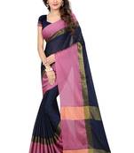 Kimisha Blue Pure Aura Cotton Woven Saree With Running Blouse
