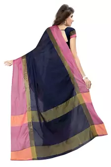 Kimisha Blue Pure Aura Cotton Woven Saree With Running Blouse