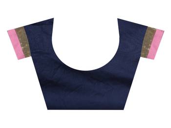 Kimisha Blue Pure Aura Cotton Woven Saree With Running Blouse 3