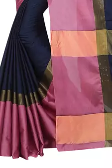 Kimisha Blue Pure Aura Cotton Woven Saree With Running Blouse