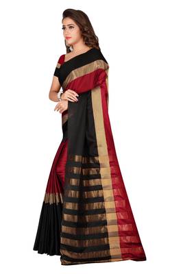 Kimisha Maroon Pure Aura Cotton Woven Saree With Running Blouse 5