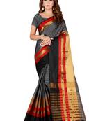 Kimisha Grey Cotton Blend Woven Saree With Running Blouse
