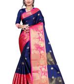 Kimisha Nblue Cotton Silk Jacquard Butta Work Saree With Running Blouse