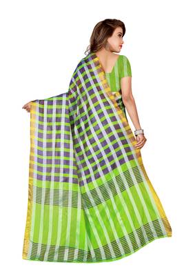Purple printed poly silk saree with blouse 2
