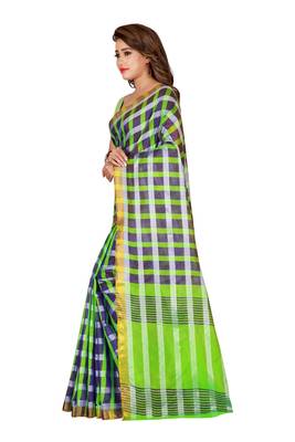 Purple printed poly silk saree with blouse 5