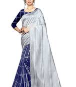 Kimisha Grey Polyester Cotton Printed Saree With Running Blouse
