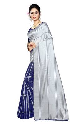 Kimisha Grey Polyester Cotton Printed Saree With Running Blouse 4