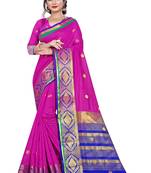 Kimisha Magenta Pure Cotton Jacquard Saree With Running Blouse